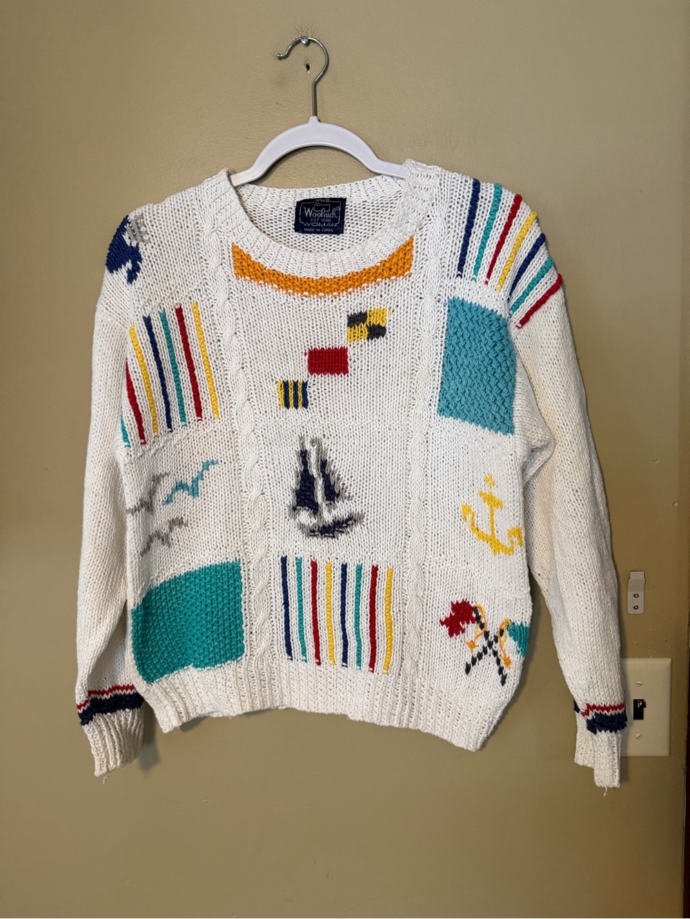 Woolrich Vintage 80’s Nautical Patchwork Knit Sweater - Picture 3 of 9
